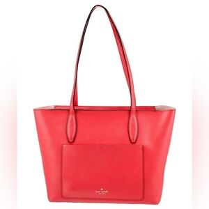 Nwot Kate spade coral leather Adel shoulder bag tote pink interior heart charm